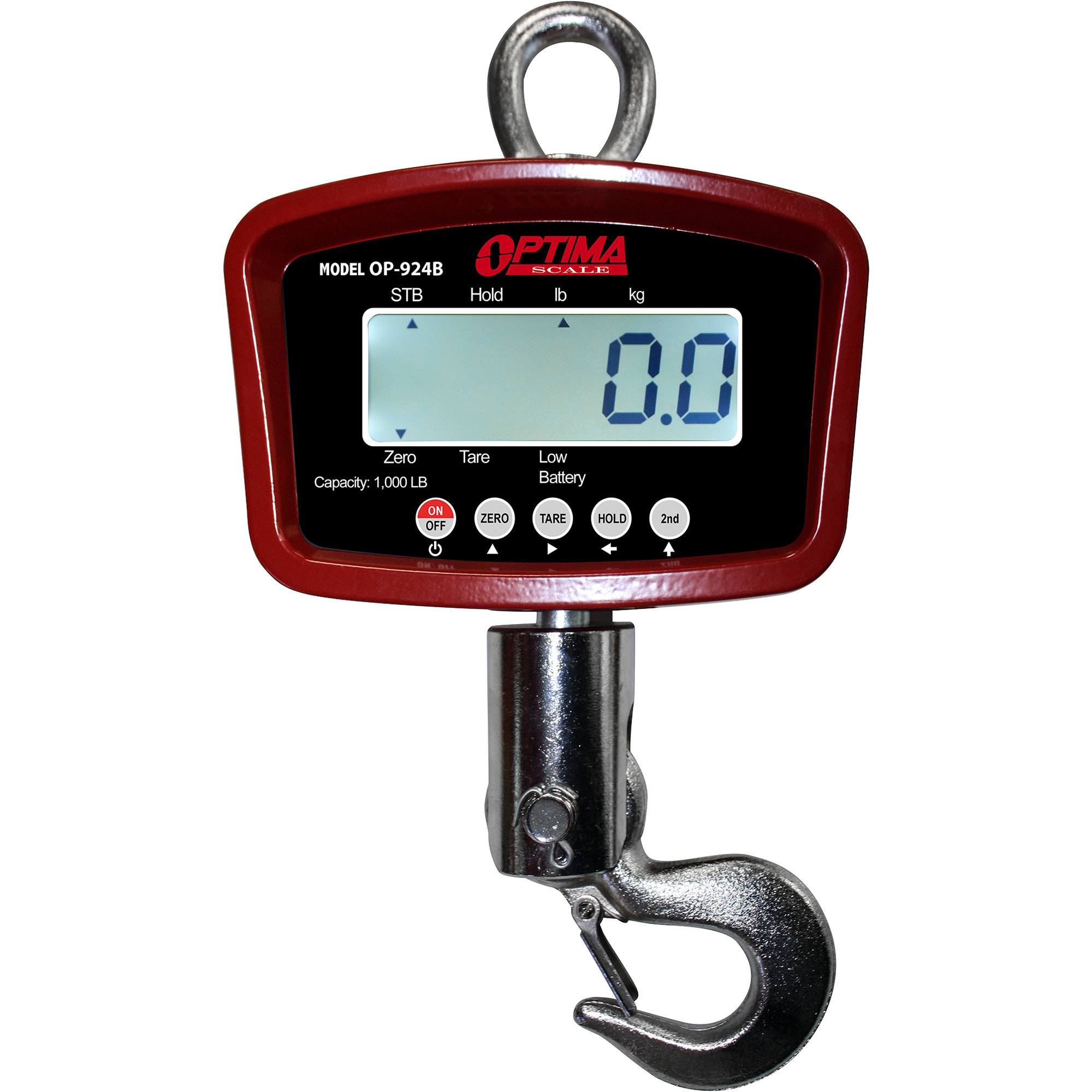 Optima Scale Crane Scale, 1,000-Lb. Capacity, 0.2-Lb. Display Increments, Model# OP-924B-1K